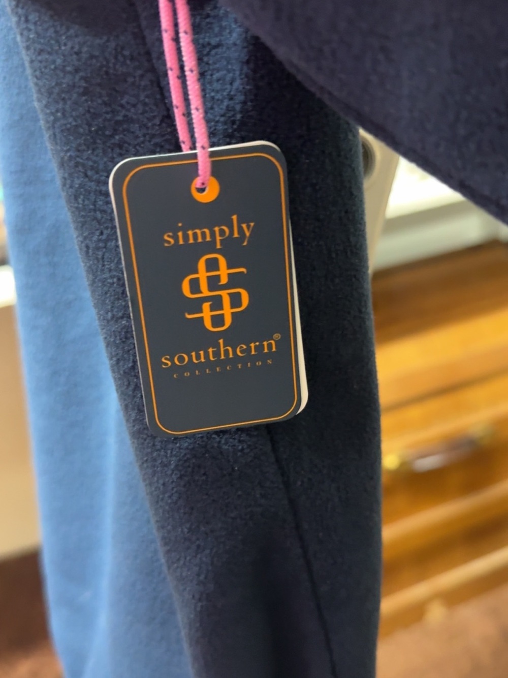 Simply Southern Blue Fleece Pullover with Pink Accents - Picture 3 of 4